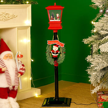3.5 feet Santa with Kids Snowfall Lamp Post Christmas Decor