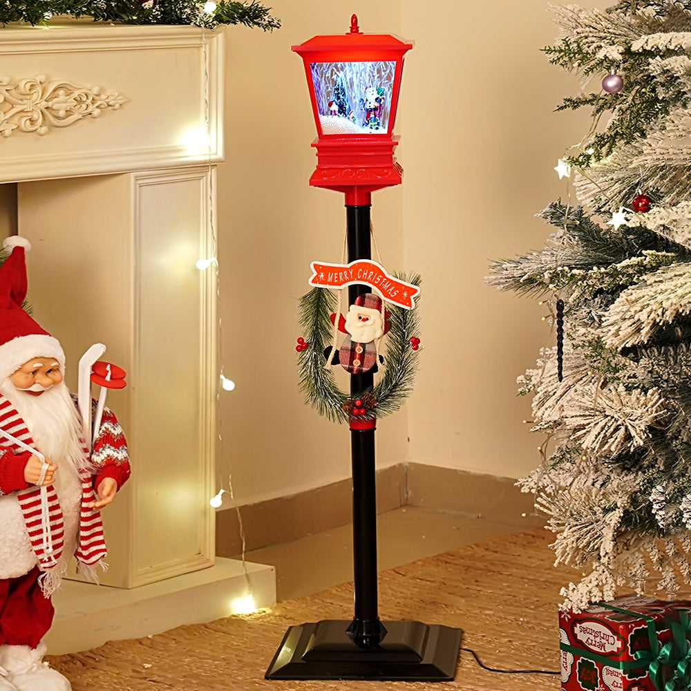 3.5 feet Santa with Kids Snowfall Lamp Post Christmas Decor