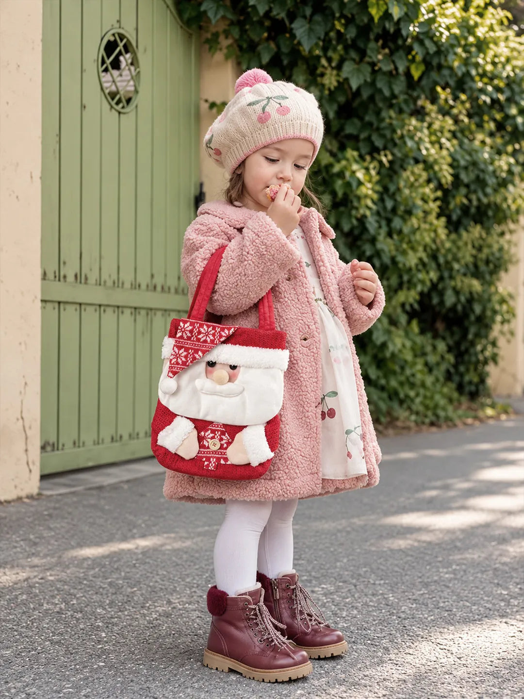 3D Santa Red Knitted Felt Christmas Gifts & Treats Handbag for little Toddlers