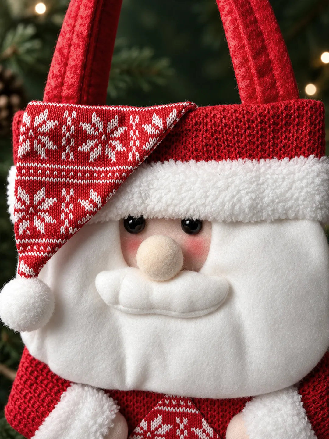 3D Santa Red Knitted Felt Christmas Gifts & Treats Handbag for little Toddlers