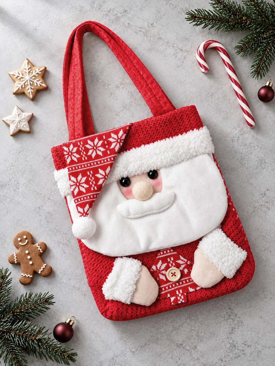 3D Santa Red Knitted Felt Christmas Gifts & Treats Handbag for little Toddlers