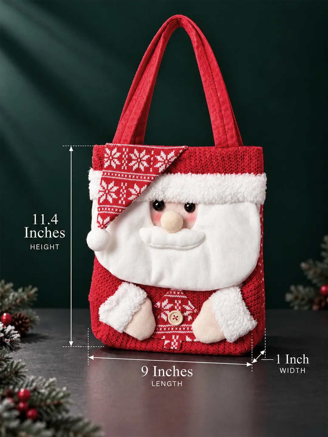 3D Santa Red Knitted Felt Christmas Gifts & Treats Handbag for little Toddlers