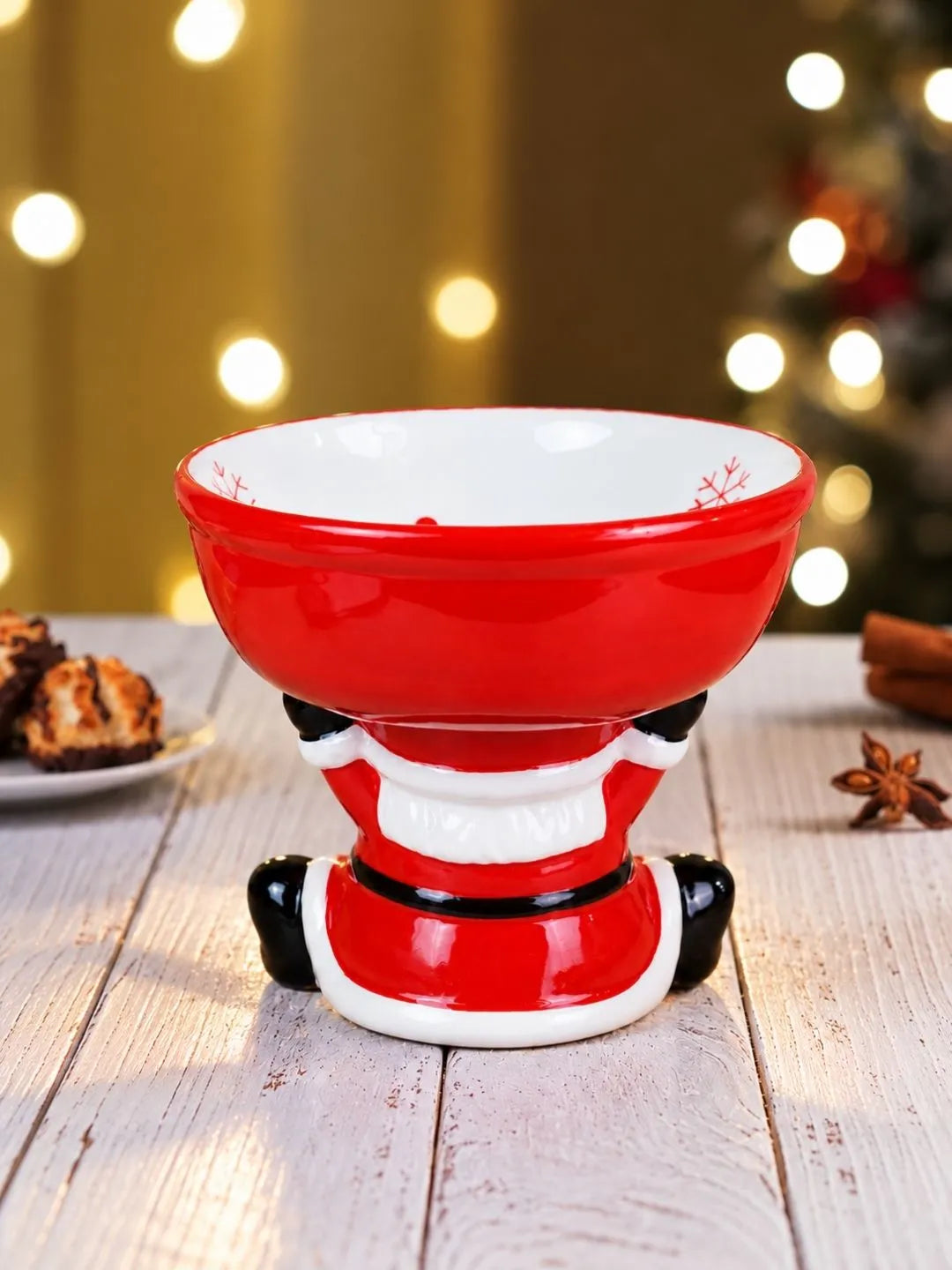 Santa Stand style Ceramic Christmas Serving Bowl, 6 inches ht.