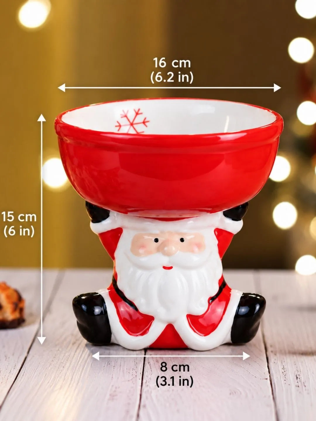 Santa Stand style Ceramic Christmas Serving Bowl, 6 inches ht.