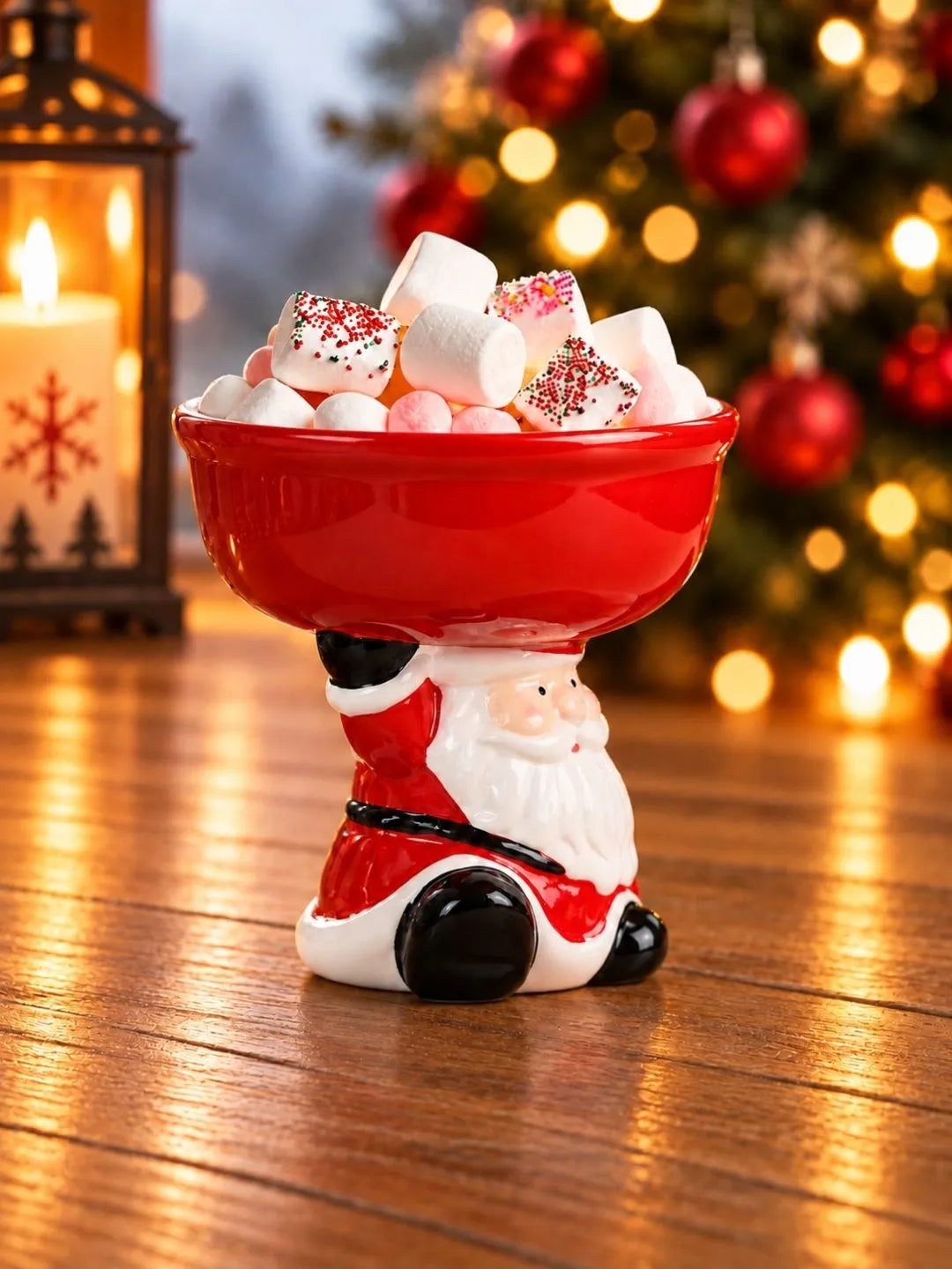 Santa Stand style Ceramic Christmas Serving Bowl, 6 inches ht.