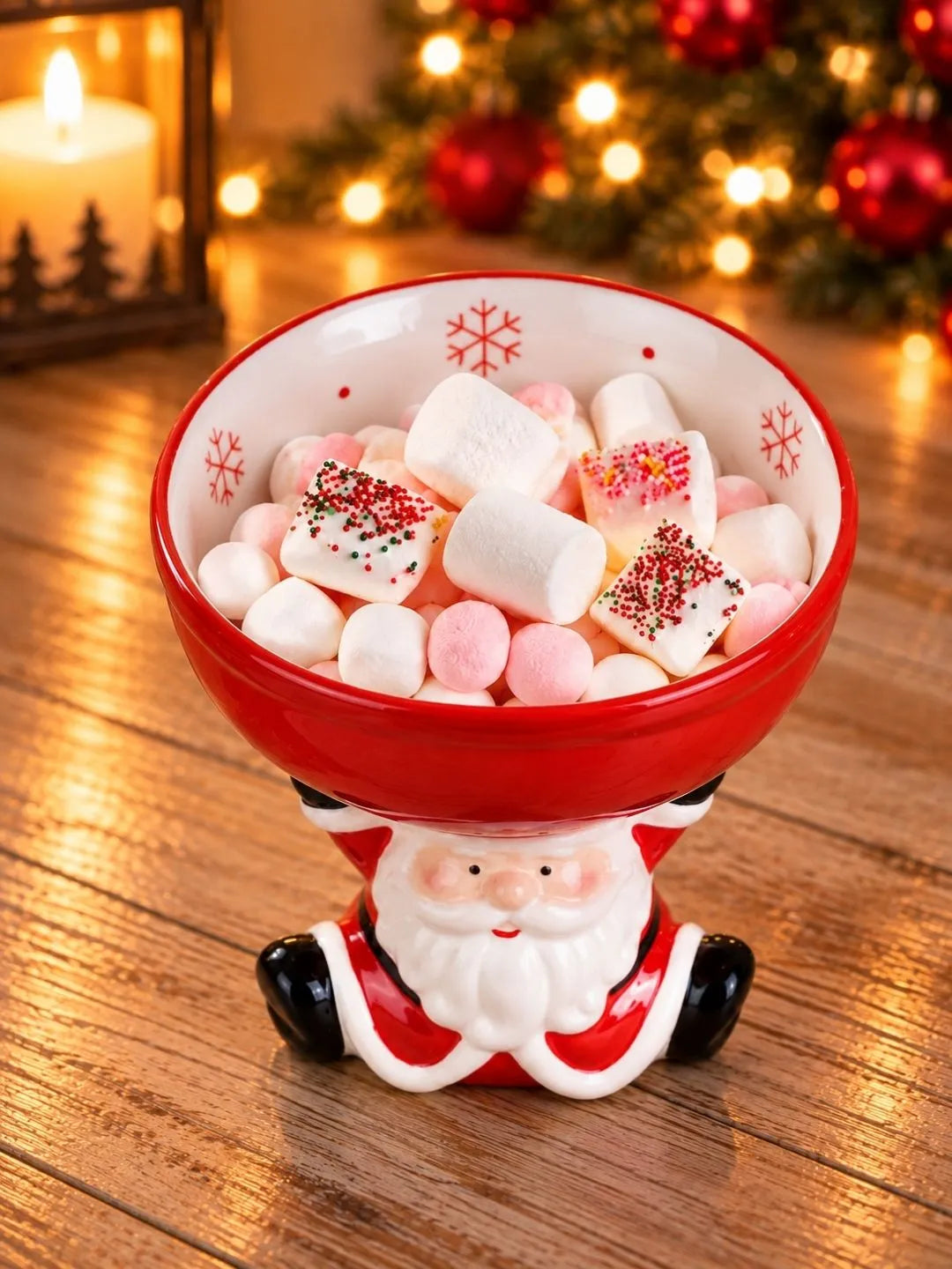 Santa Stand style Ceramic Christmas Serving Bowl, 6 inches ht.
