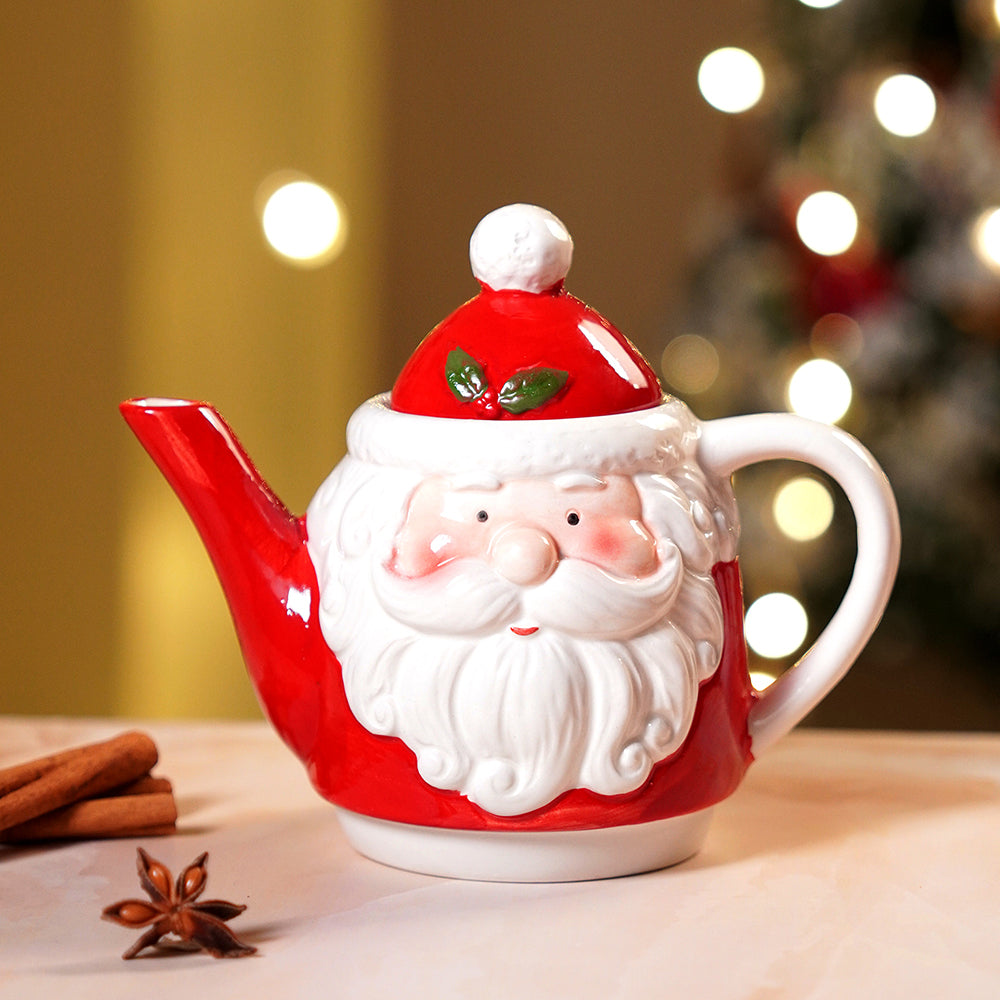 Santa themed 3pcs teapot and Hot chocolate/Coffee Christmas Mugs Set.
