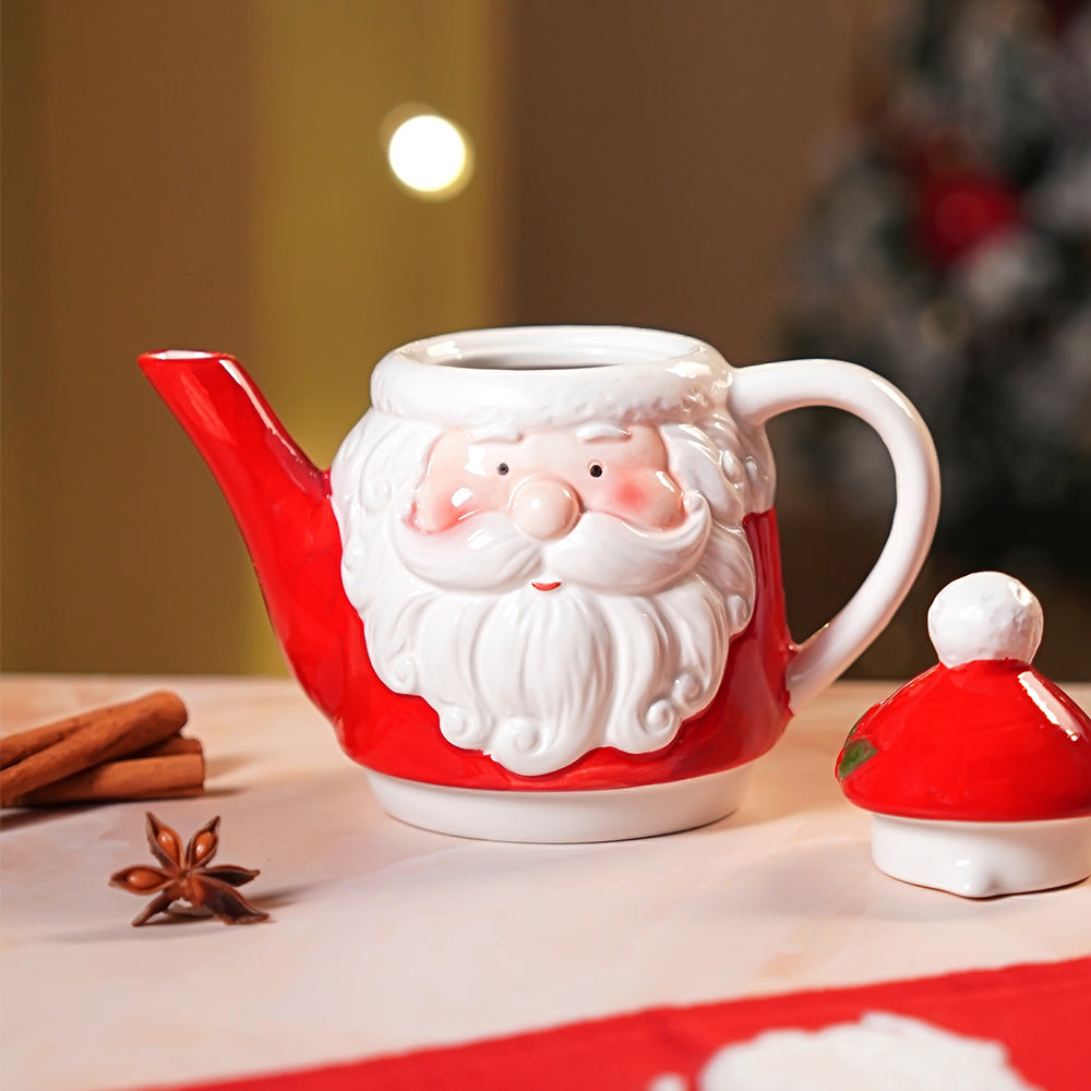 Santa themed 3pcs teapot and Hot chocolate/Coffee Christmas Mugs Set.