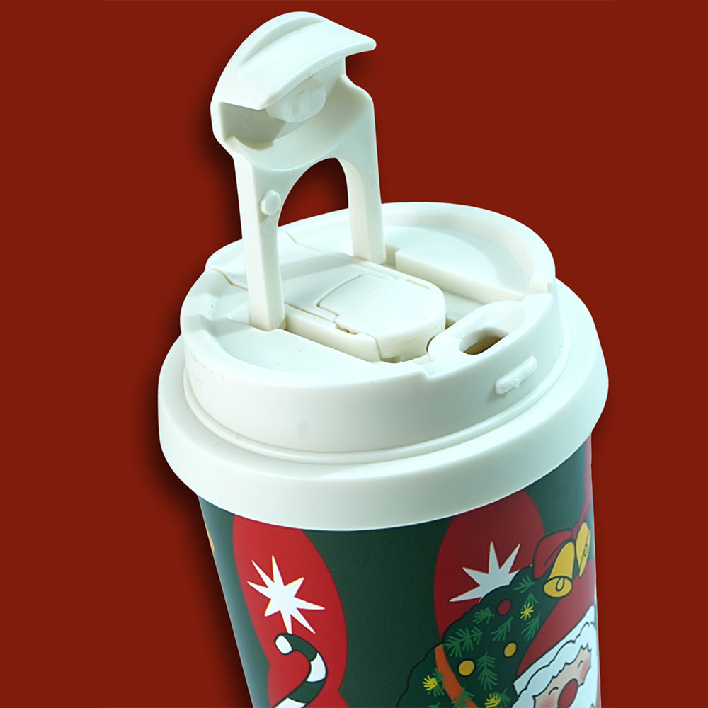 Santa Wreath, Christmas themed, Xmas stainless steel Coffee/Water Tumbler Bottle, 500ml with free cleaning brush