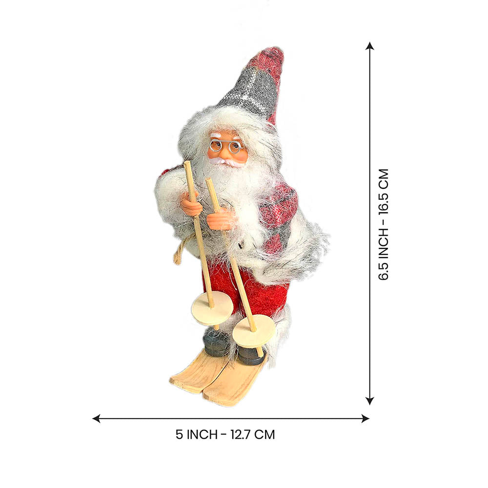 Red Checks Skiing Santa Claus self Standing Christmas Table Décor & Christmas ornaments