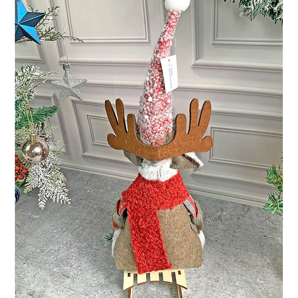 Grey & Red Deer on Snow Sledge christmas Home Décoration