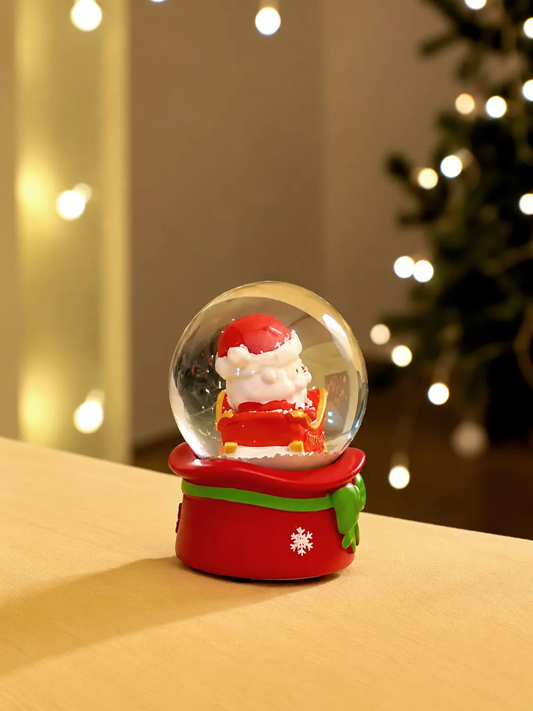 Santa in his Sledge Mini colorful LED Dome, Christmas Table Décor & Gift option