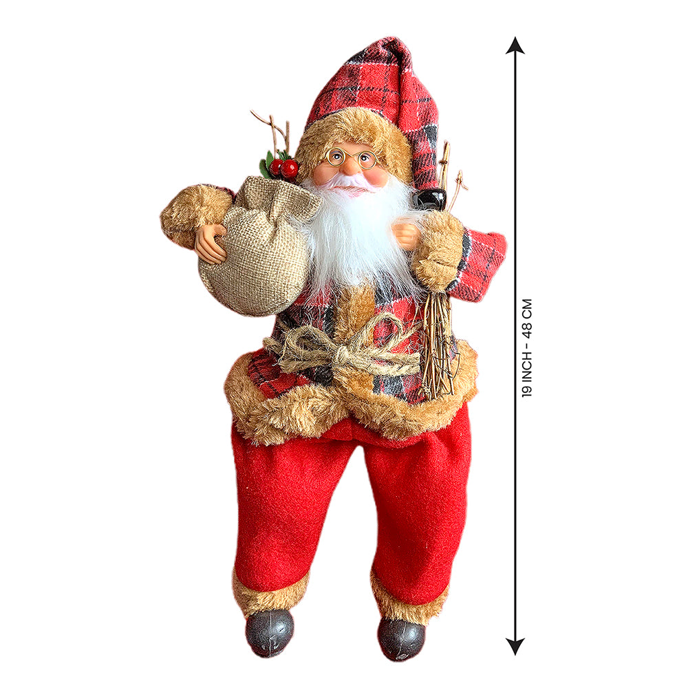 13 inches Premium Plaided checks sitting Santa Christmas Décor