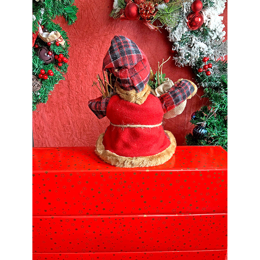 13 inches Premium Plaided checks sitting Santa Christmas Décor