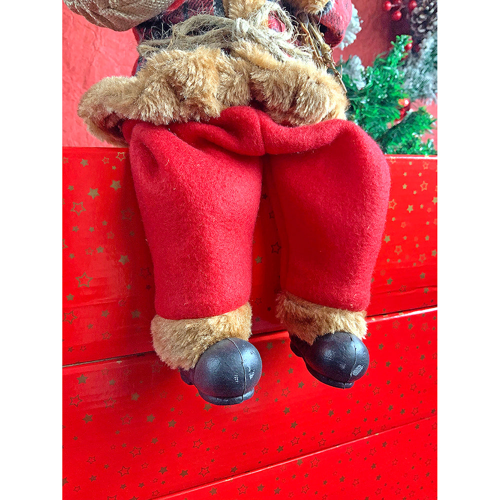 13 inches Premium Plaided checks sitting Santa Christmas Décor