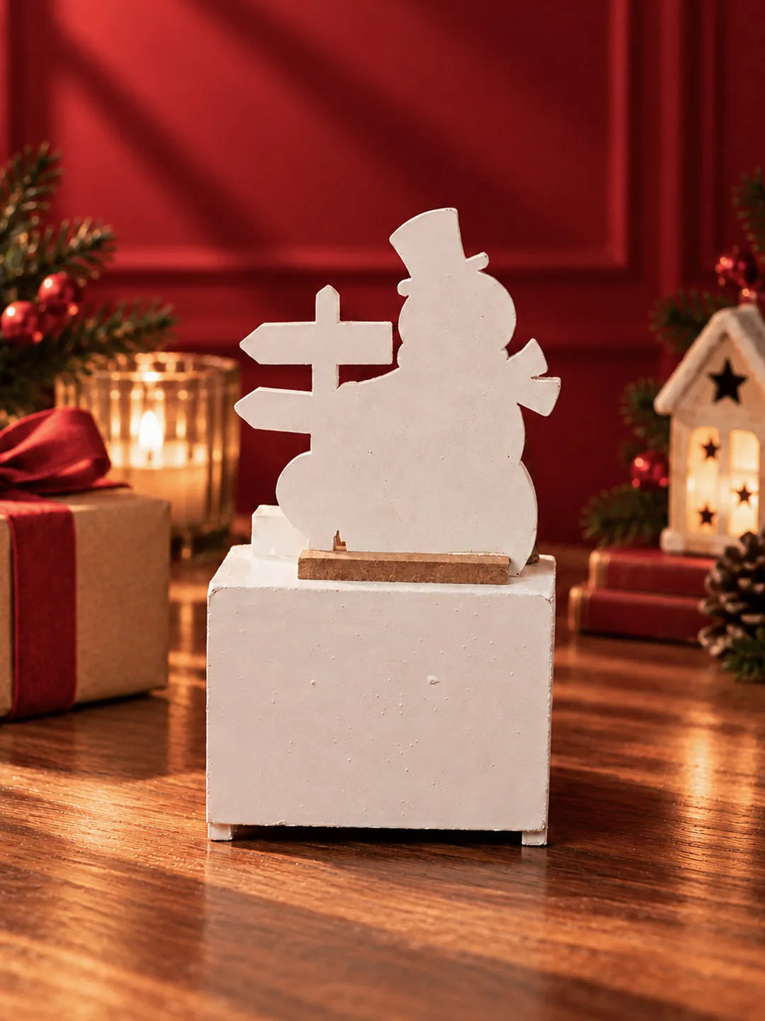 Snowman Wooden Block Calendar Christmas Table Décor