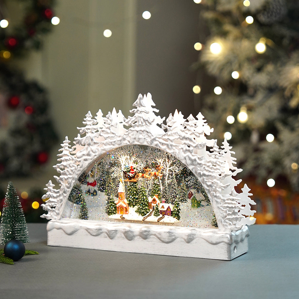 Snow mountain Village with Musical Glitter Water &  Lights, Christmas Home Décor