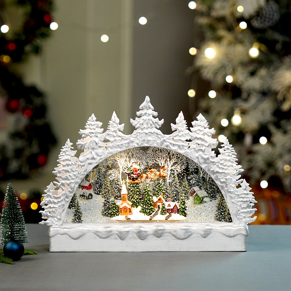 Snow mountain Village with Musical Glitter Water &  Lights, Christmas Home Décor