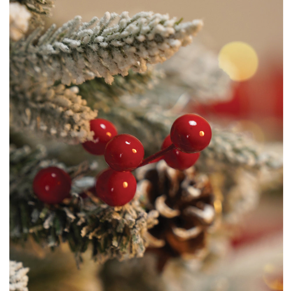 5.9 feet  Snow Cherry thick rounded Leaf, Dense Christmas Tree, with free 6 Big size Tufted Red Candy themed Ornaments, 180 cm with 650 Branch tips Xmas Décor