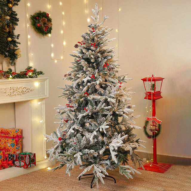 Christmas tree surrounded by festive decor