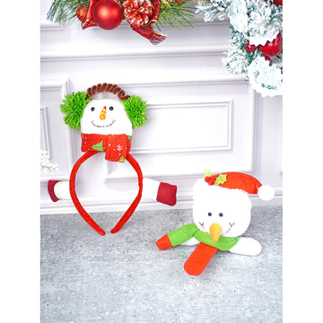 2pcs 3d Snowman Christmas Hairband and Snowman Wrist Band Combo set for Kids and Adults (Free Size)