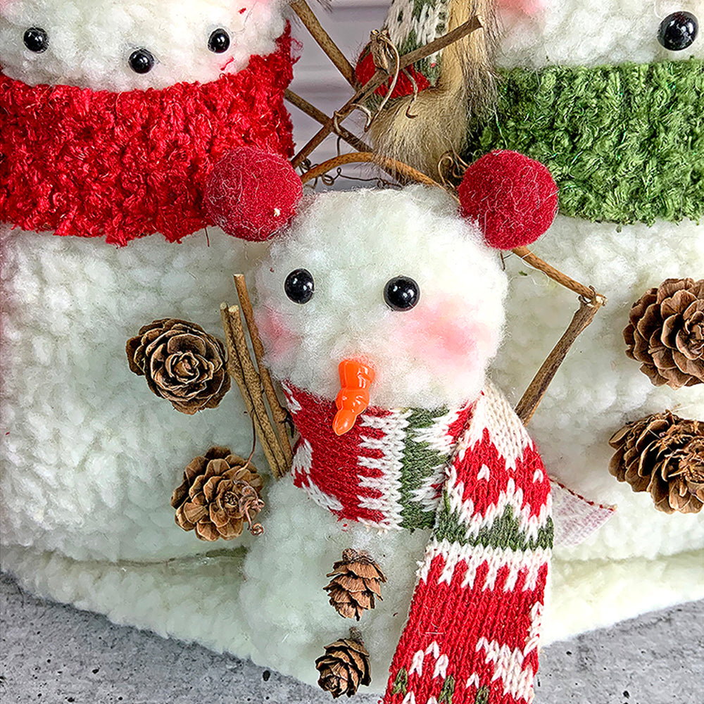 Plush Snowman Trio Family Christmas Décor for Home and Office