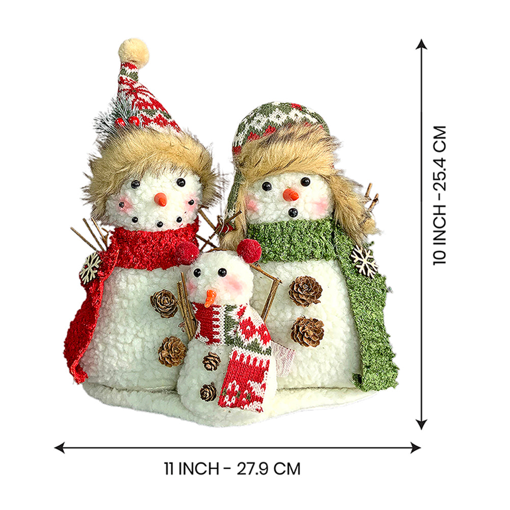 Plush Snowman Trio Family Christmas Décor for Home and Office