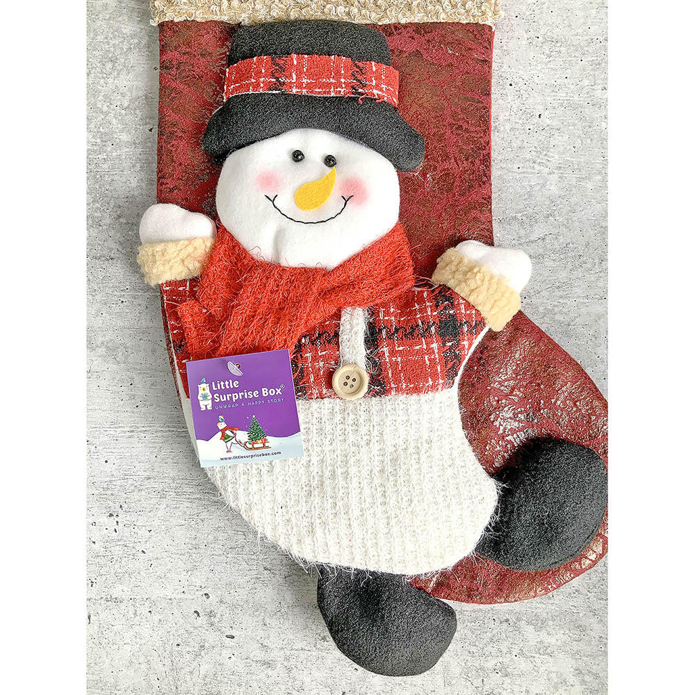 Snow Lettering Snowman Christmas Stocking, 18 inches