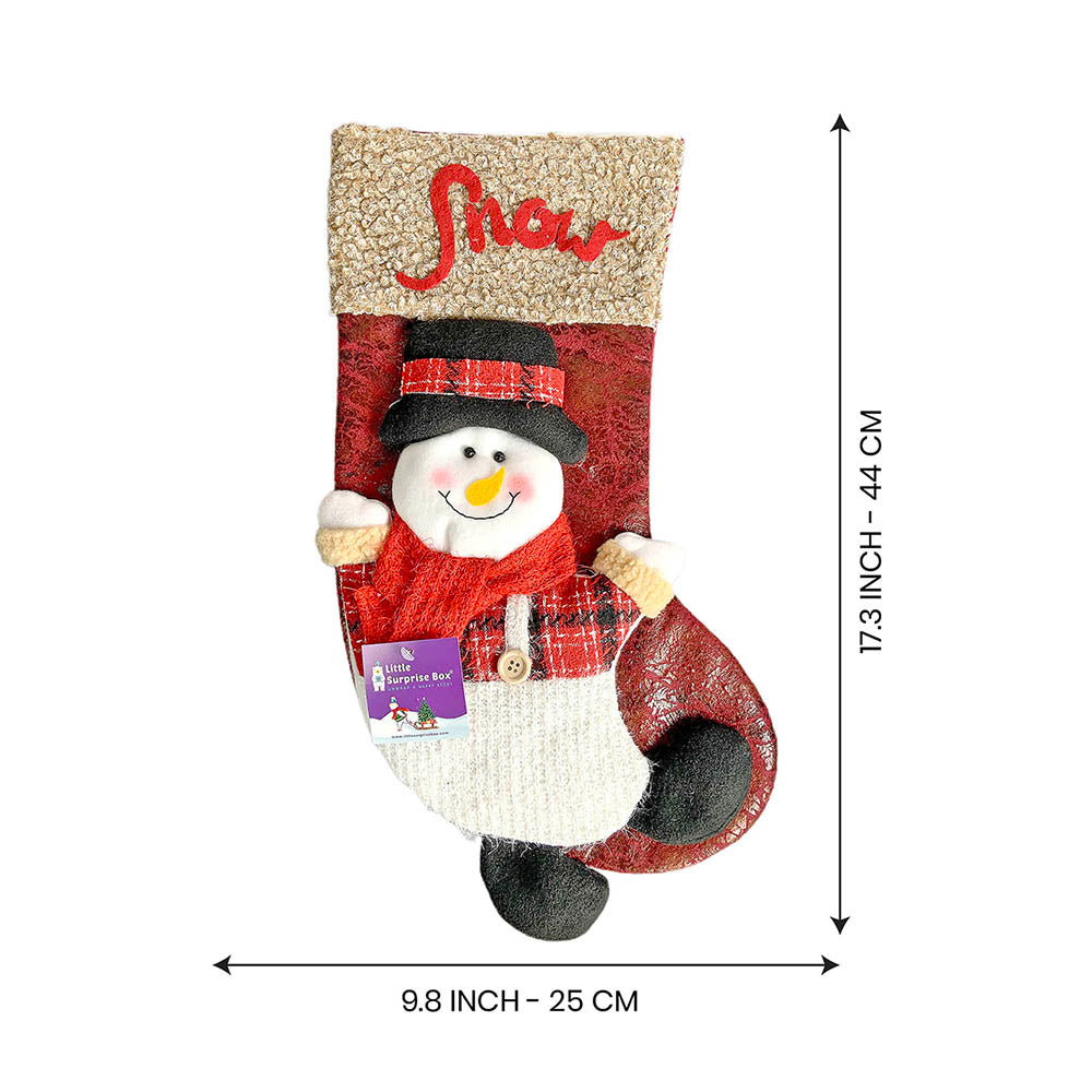 Snow Lettering Snowman Christmas Stocking, 18 inches