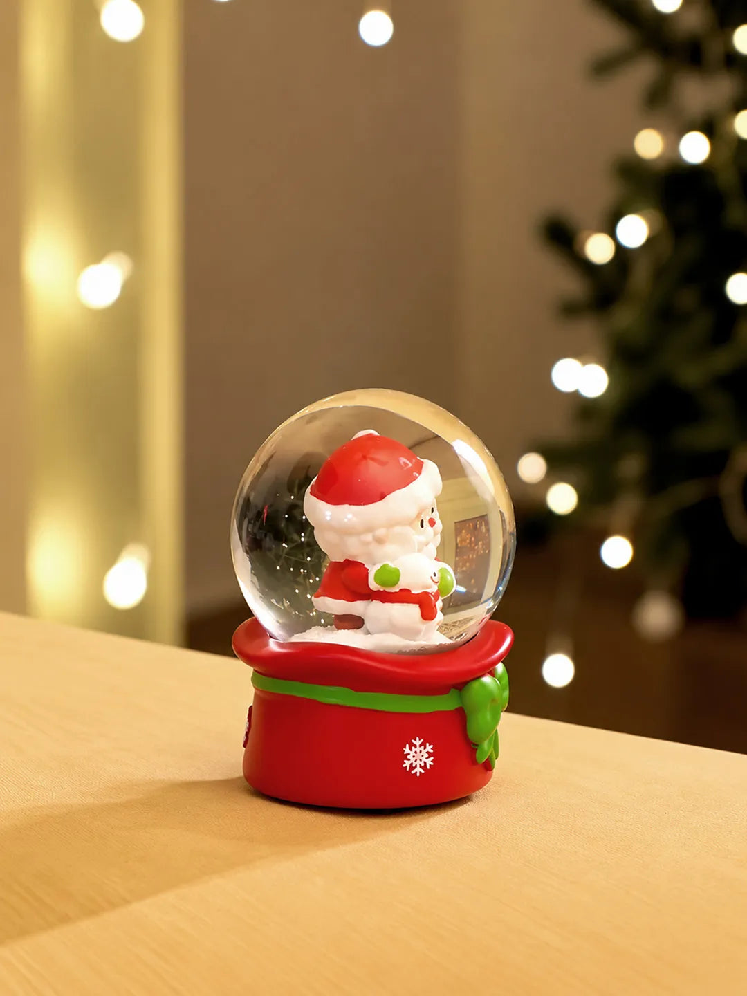 Santa with Snowman Mini colorful led light shiny Dome, Christmas Tabletop Xmas Décor, & Gift option