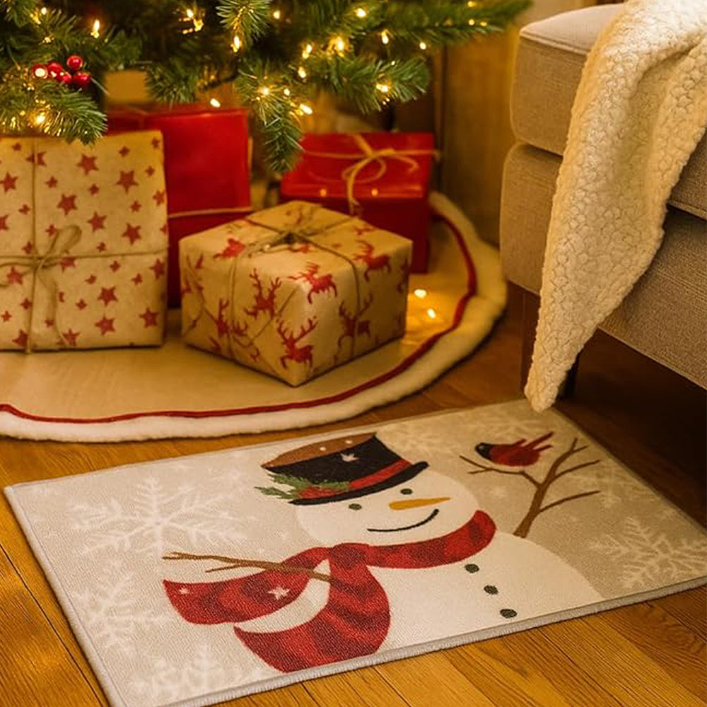 Snowman Christmas themed Welcome Mat, Anti Skid big size Festive Floor & Entrance Door Mat, 30inches x 20inches
