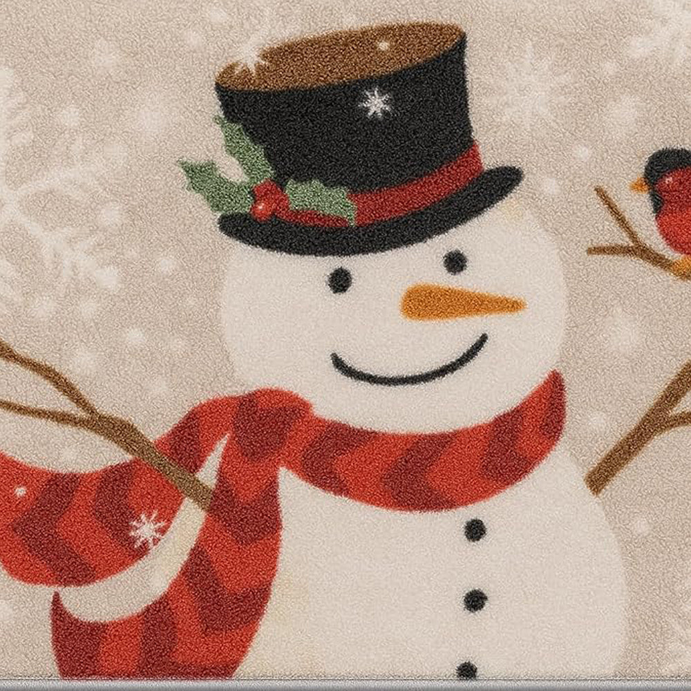 Snowman Christmas themed Welcome Mat, Anti Skid big size Festive Floor & Entrance Door Mat, 30inches x 20inches
