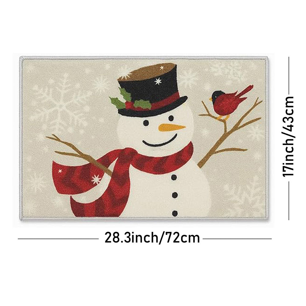 Snowman Christmas themed Welcome Mat, Anti Skid big size Festive Floor & Entrance Door Mat, 30inches x 20inches