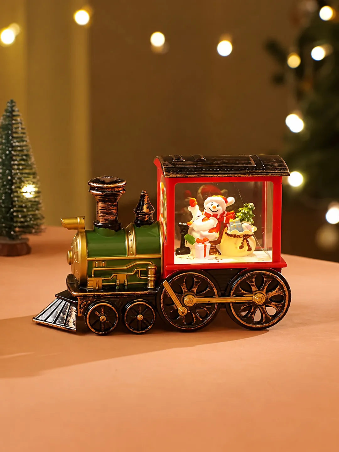Mini Santa Mini Train with LED Light and Music Christmas Table Décor & Gift option