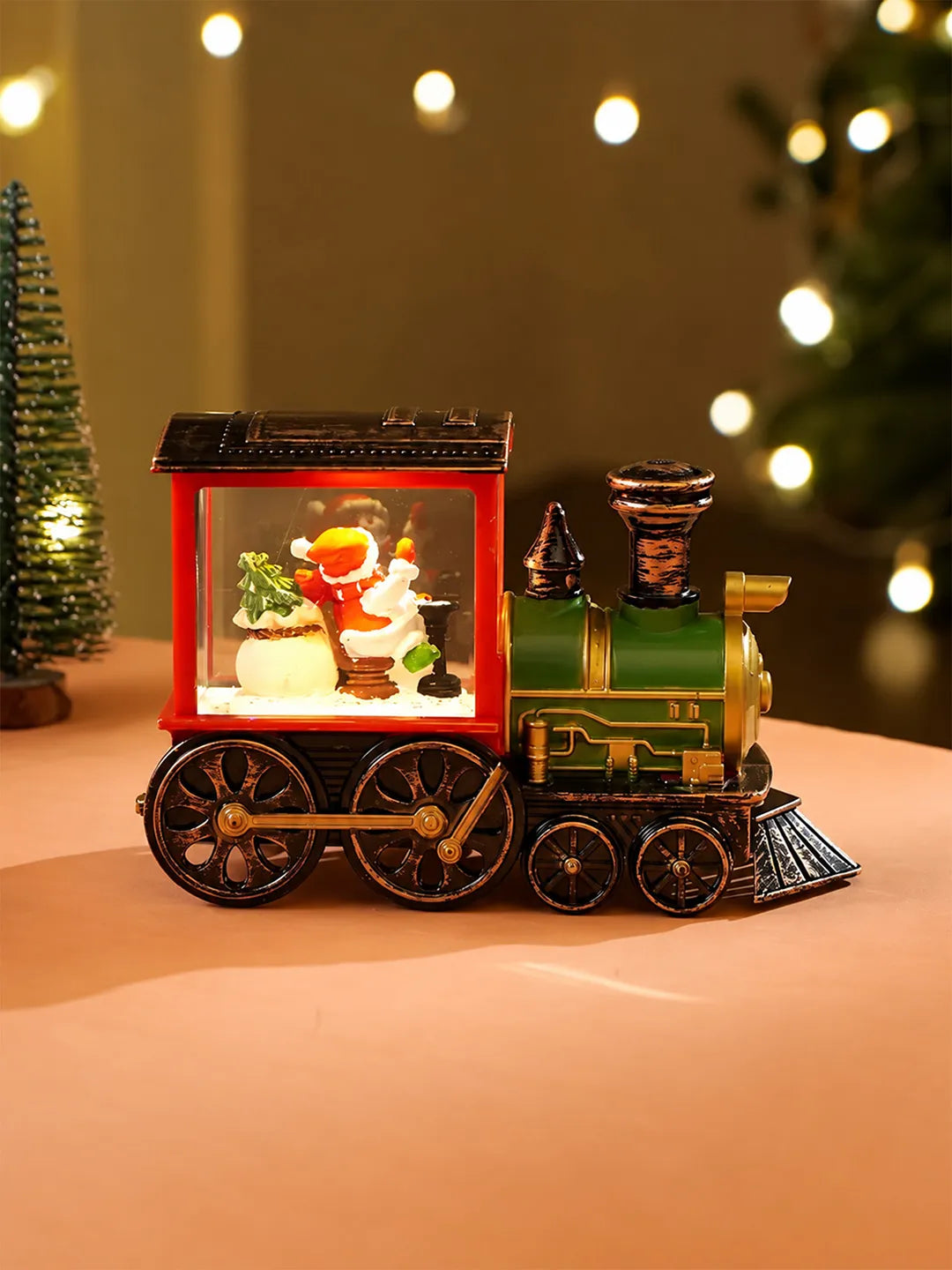 Mini Santa Mini Train with LED Light and Music Christmas Table Décor & Gift option