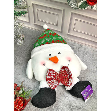 Fluffy Snowman Christmas Themed Pillow