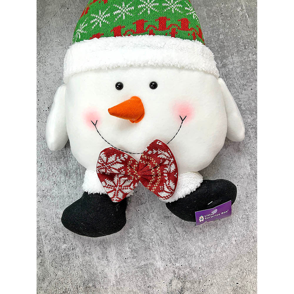 Fluffy Snowman Christmas Themed Pillow