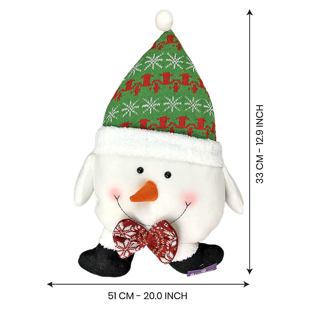Fluffy Snowman Christmas Themed Pillow