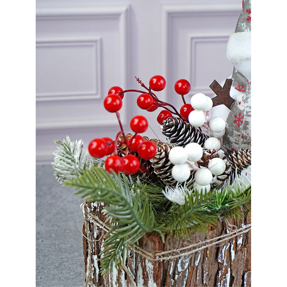 15 inches, Snowman with Big Rectangular Wooden Log Christmas Table Décor and Christmas Gift for Kids & Adults