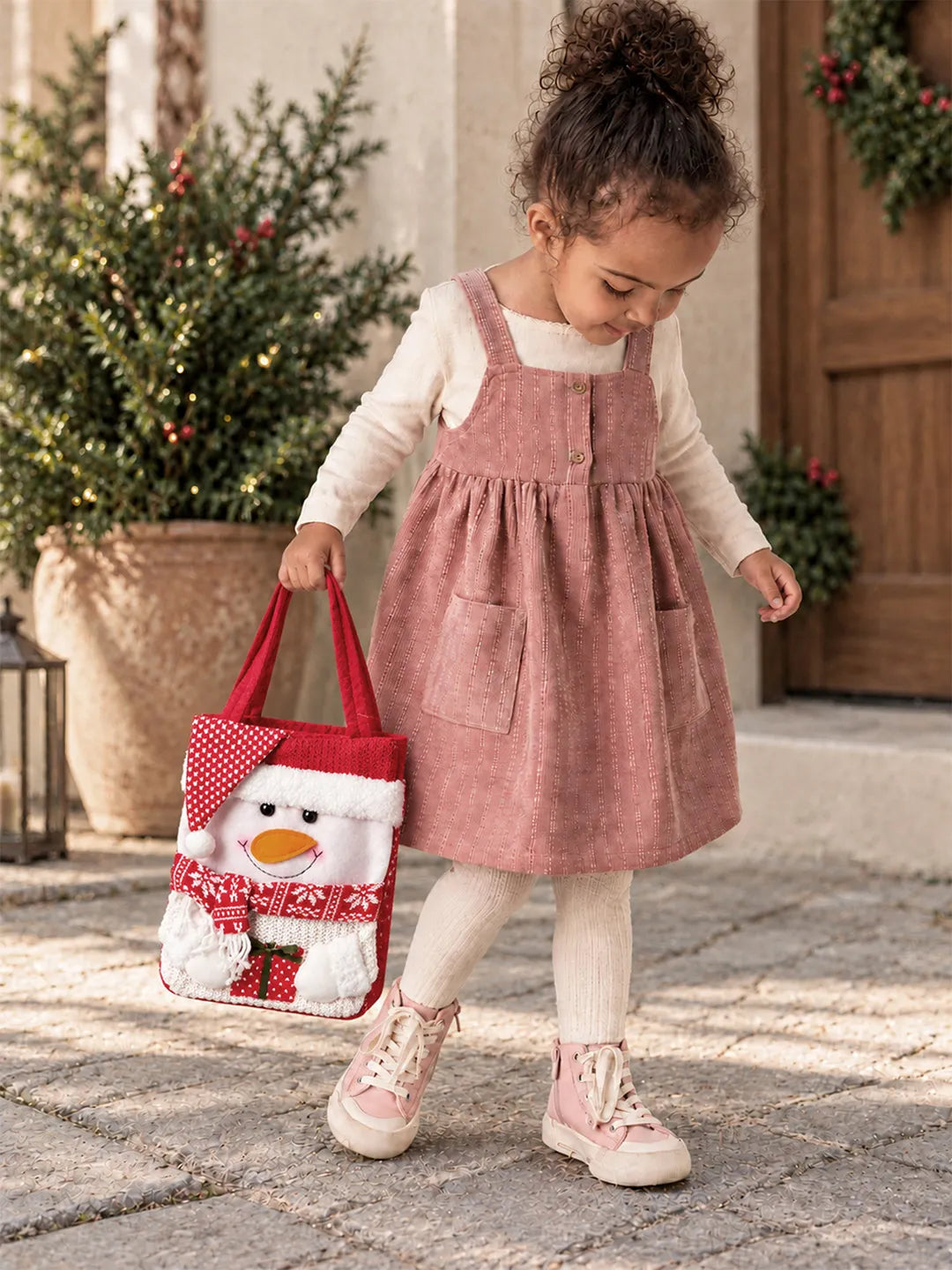 3D Snowman Red Knitted Felt Christmas gifts & Treats Handbag for Little Toddlers