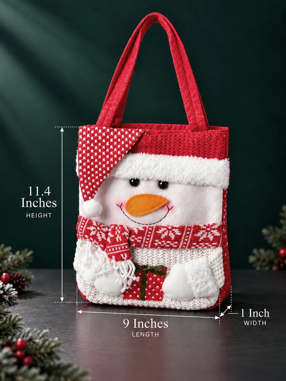 3D Snowman Red Knitted Felt Christmas gifts & Treats Handbag for Little Toddlers