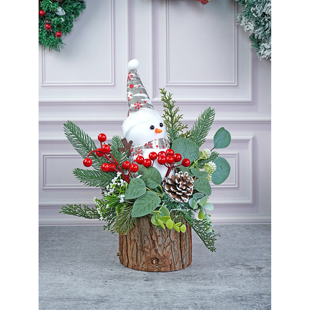 15 inches Snowman with Wood Christmas Table Décor and Christmas Gift for Kids & Adults