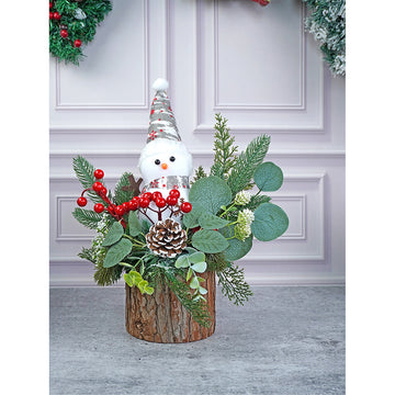 15 inches Snowman with Wood Christmas Table Décor and Christmas Gift for Kids & Adults