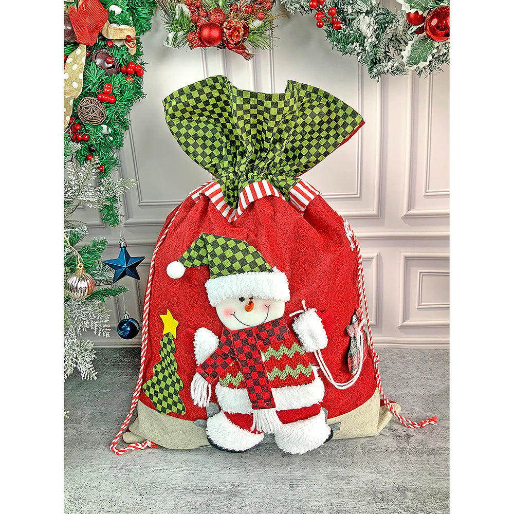 2 pcs set of Snowman Pillow and Large Size Gift sack for Christmas Décor