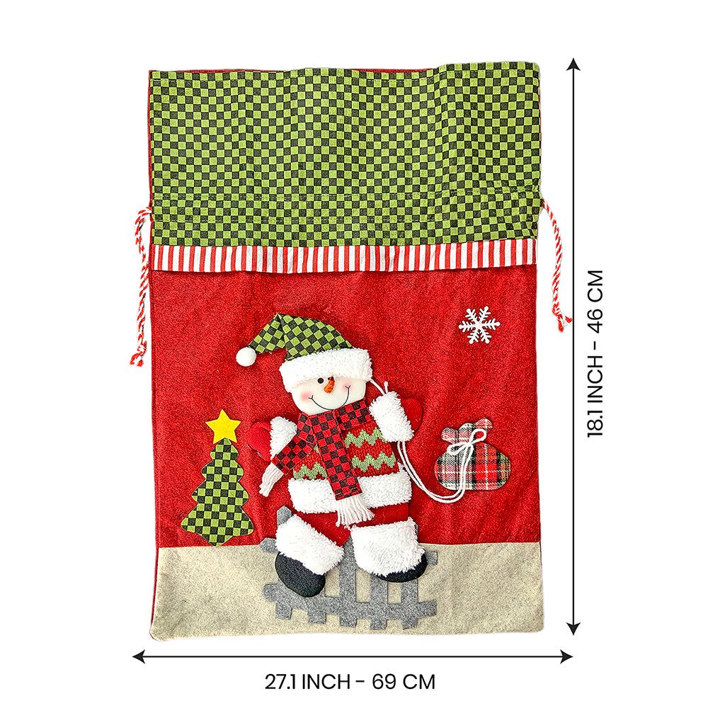 2 pcs set of Snowman Pillow and Large Size Gift sack for Christmas Décor