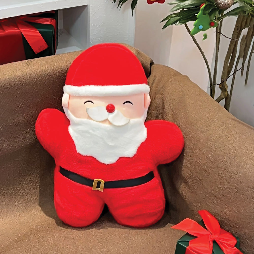 Star shape Soft Fluffy Santa Pillow,  Christmas Sofa Throw and Xmas Bedding Décor