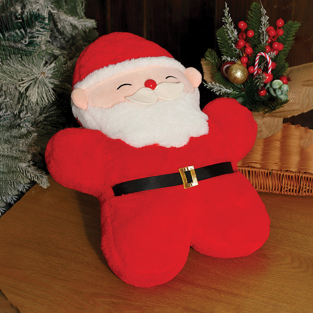 Star shape Soft Fluffy Santa Pillow,  Christmas Sofa Throw and Xmas Bedding Décor