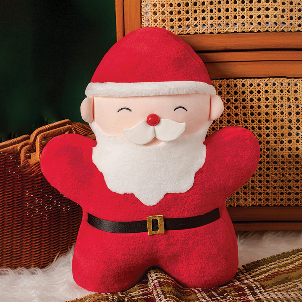 Star shape Soft Fluffy Santa Pillow,  Christmas Sofa Throw and Xmas Bedding Décor