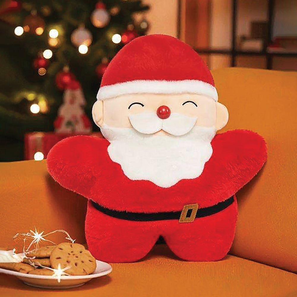 Star shape Soft Fluffy Santa Pillow,  Christmas Sofa Throw and Xmas Bedding Décor