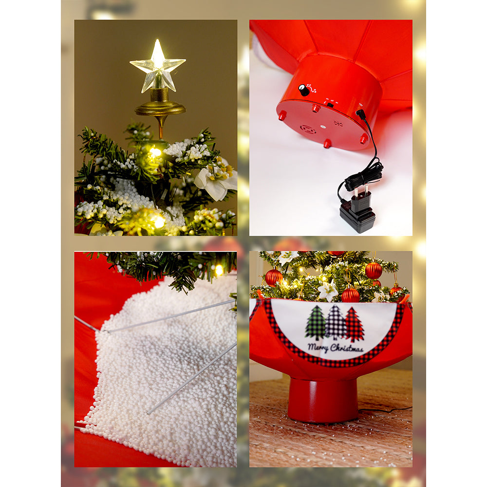 2.5feet, Star Tree  themed Snowfall with light & music Umbrella styled Christmas home Décor